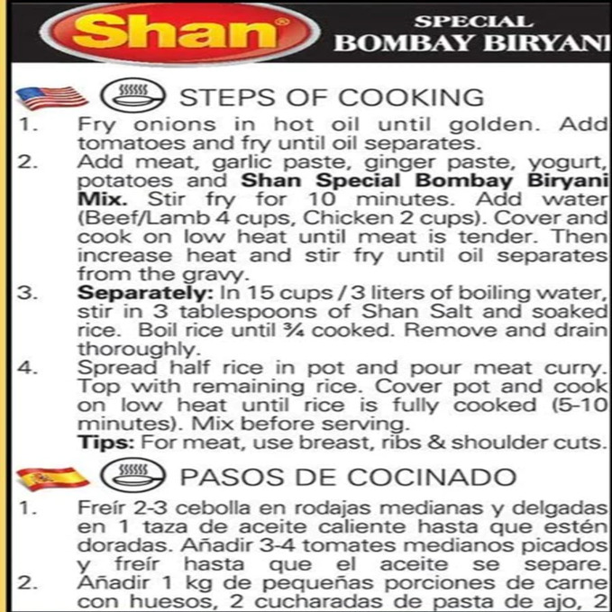 Shan Bombay Biryani Masala 50g Pack Image 3